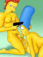 Nude cartoon marge simpson is tied and forced to suck dick.