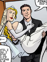 Blonde cartoon wife with epic boobs gets gang banged by three black guys while her husband tied up.