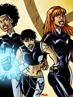 Cartoon superhero babes teasing in their outfit before being banged.