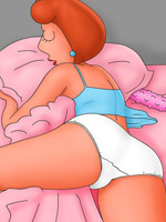 Horny cartoon babe meg dreaming about superman's cock.
