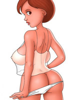 Slutty toon helen pulling down her sexy thongs and teasing you.