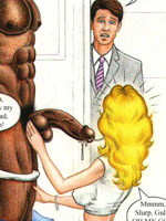 Blonde toon housewife gets caught sucking and fucking black dick with her ass.